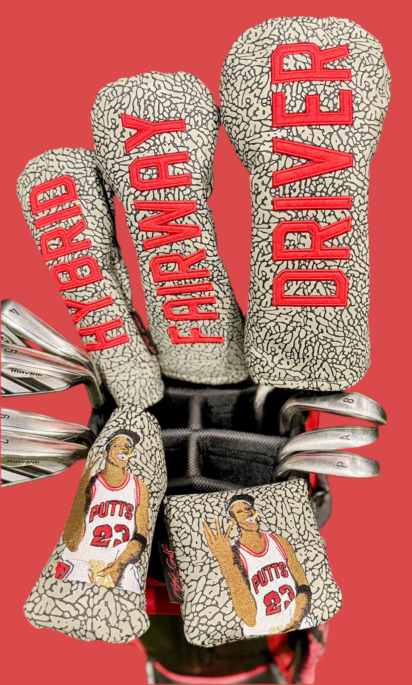 Air Jordan Golf Head Cover Cement Grey Raised Elephant Print Swag