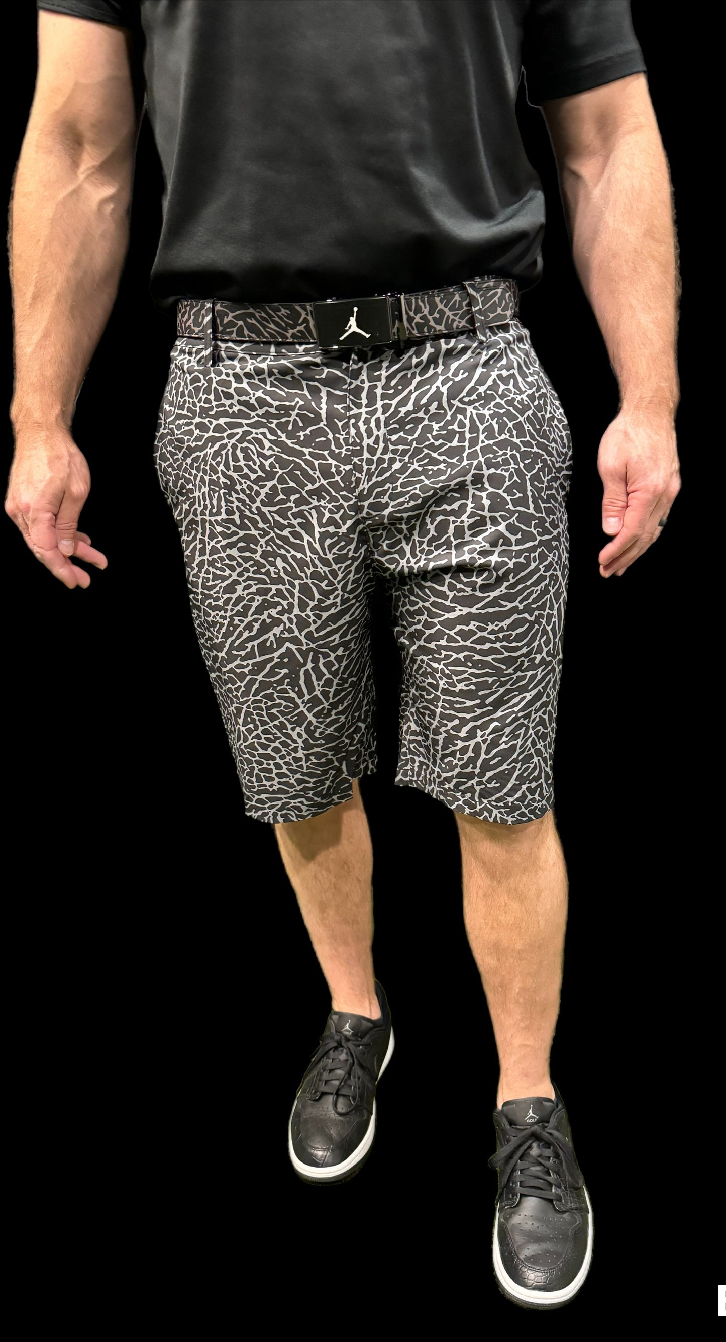 Air Jordan Black Elephant print golf shorts by Flight Golf
