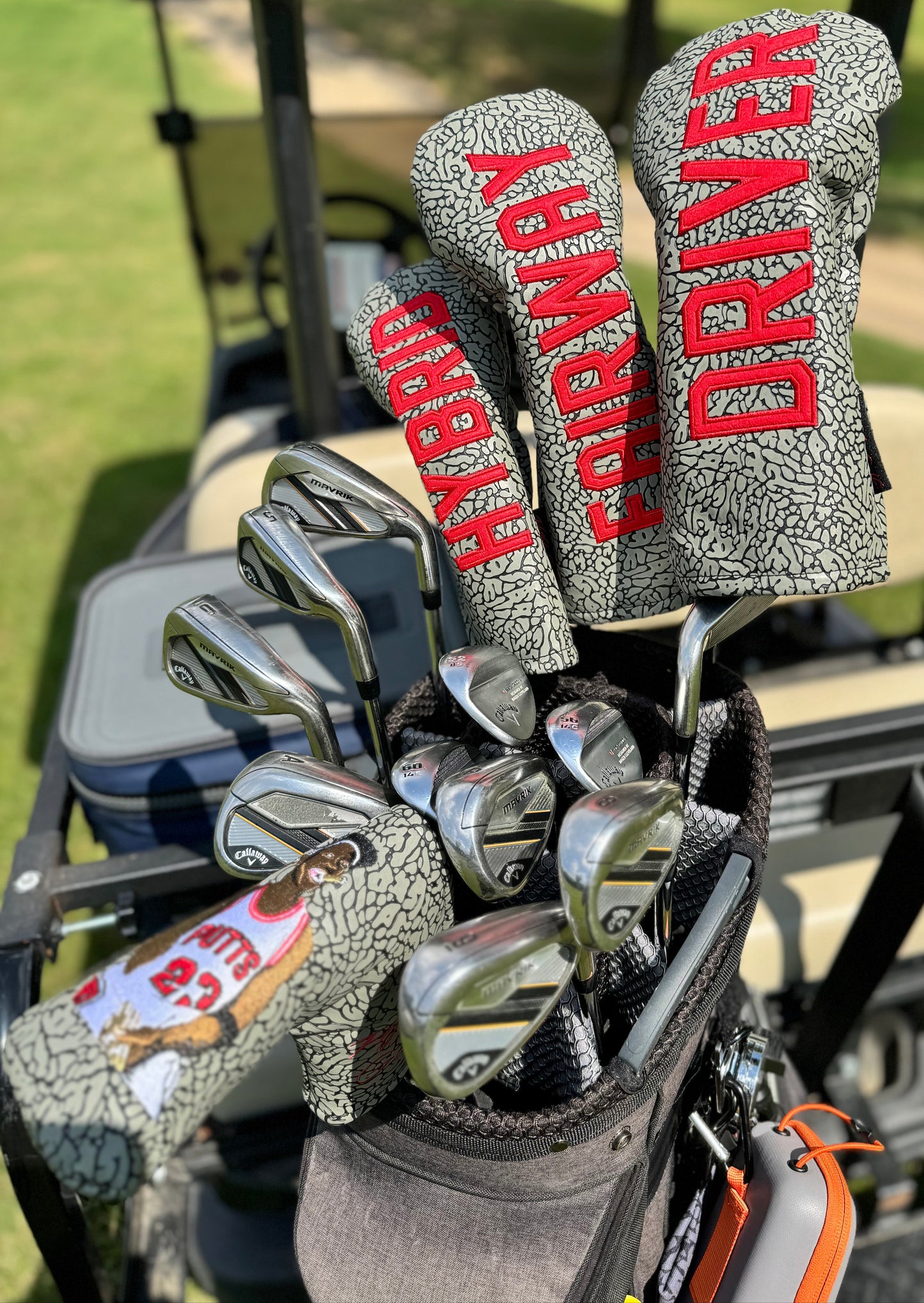 Air Jordan Golf Head Cover Cement Grey Raised Elephant Print Swag