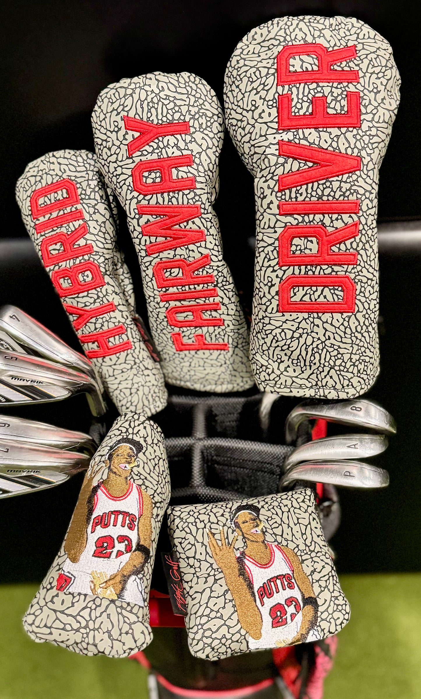 Air Jordan Golf Head Cover Cement Grey Raised Elephant Print Swag