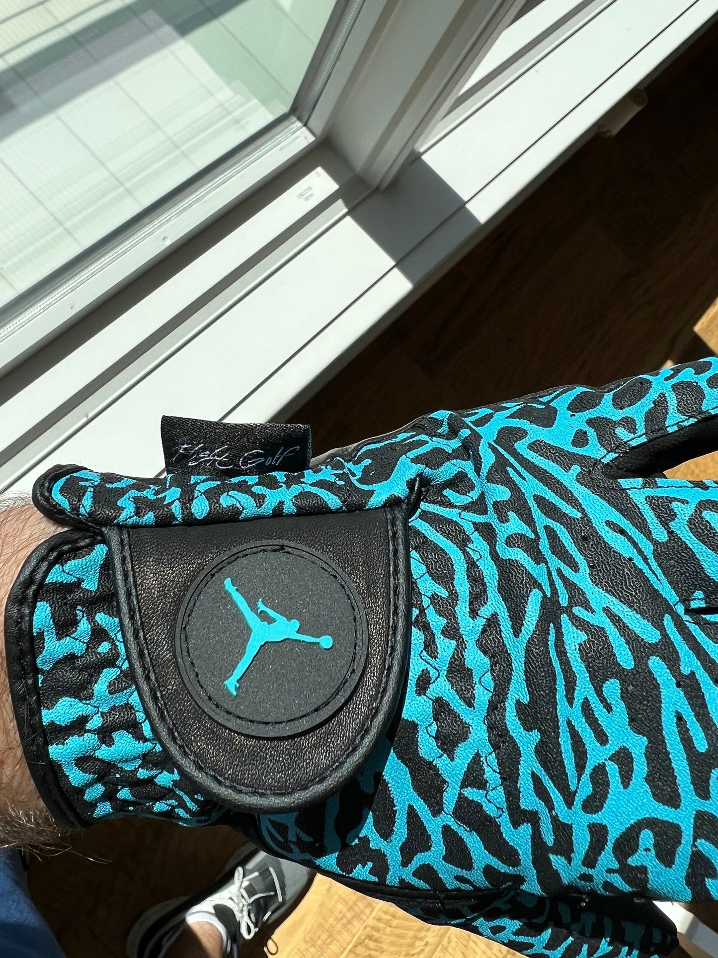 Jordan Golf Glove Black and Gamma Blue Elephant print Left Hand Only