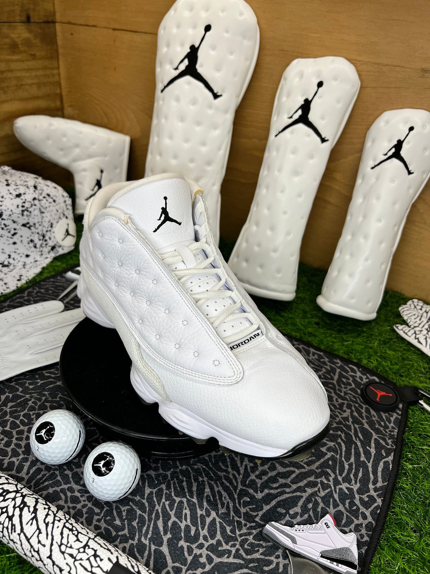 Jordan Leather Head Covers AJ13’s White