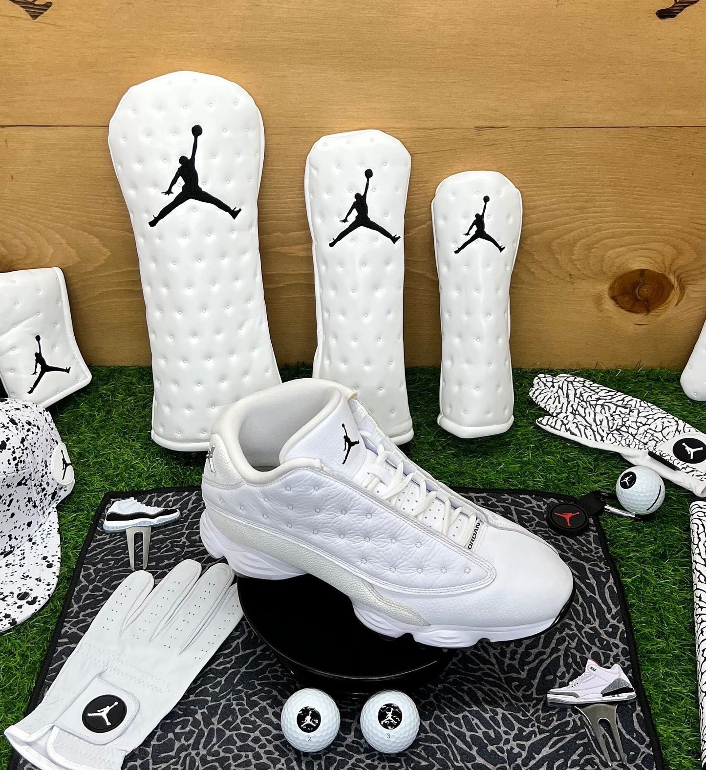 Jordan Leather Head Covers AJ13’s White