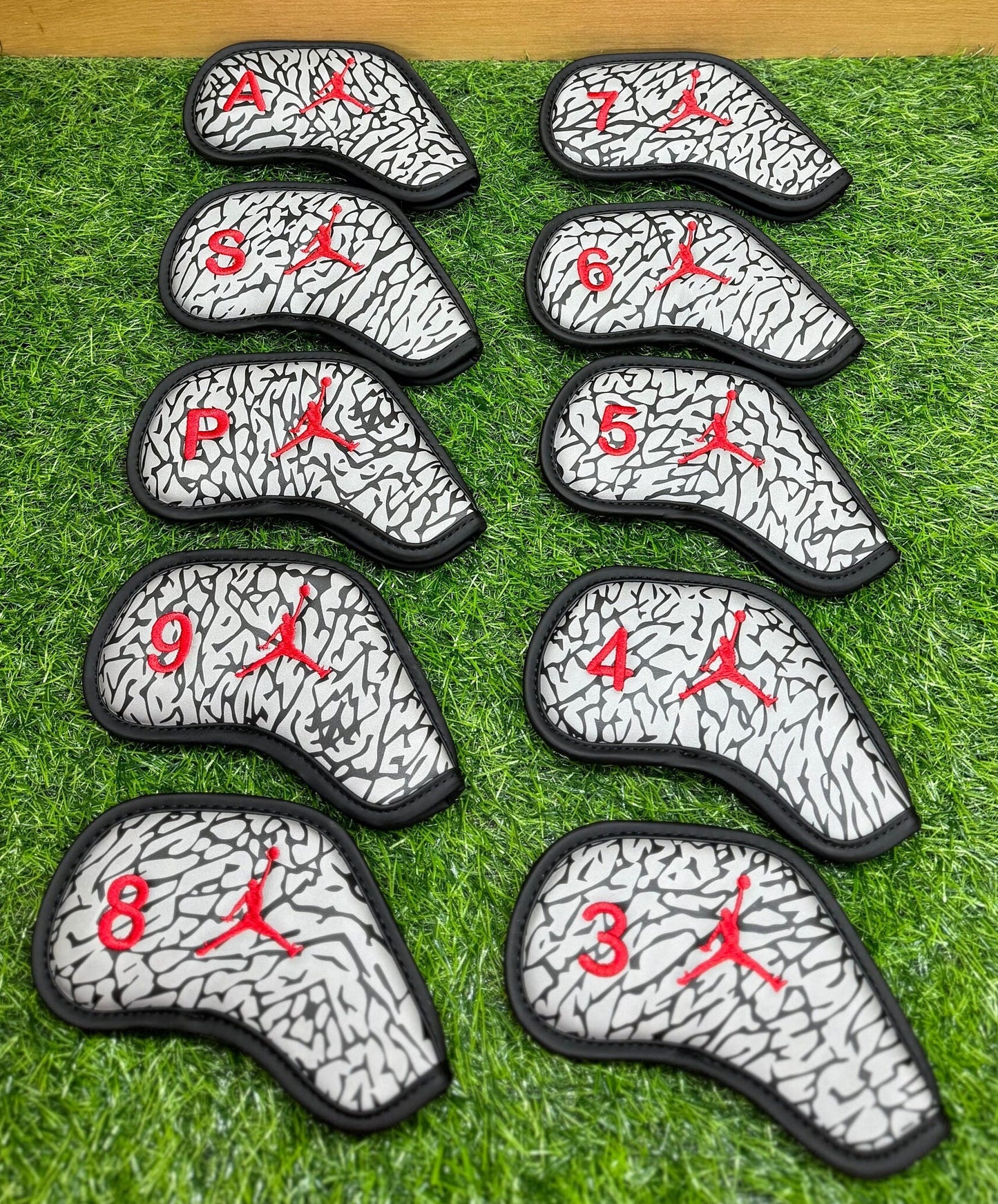Jordan Elephant Print Magnetic Iron Head Covers Grey and Black (SOLD INDIVIDUALLY)