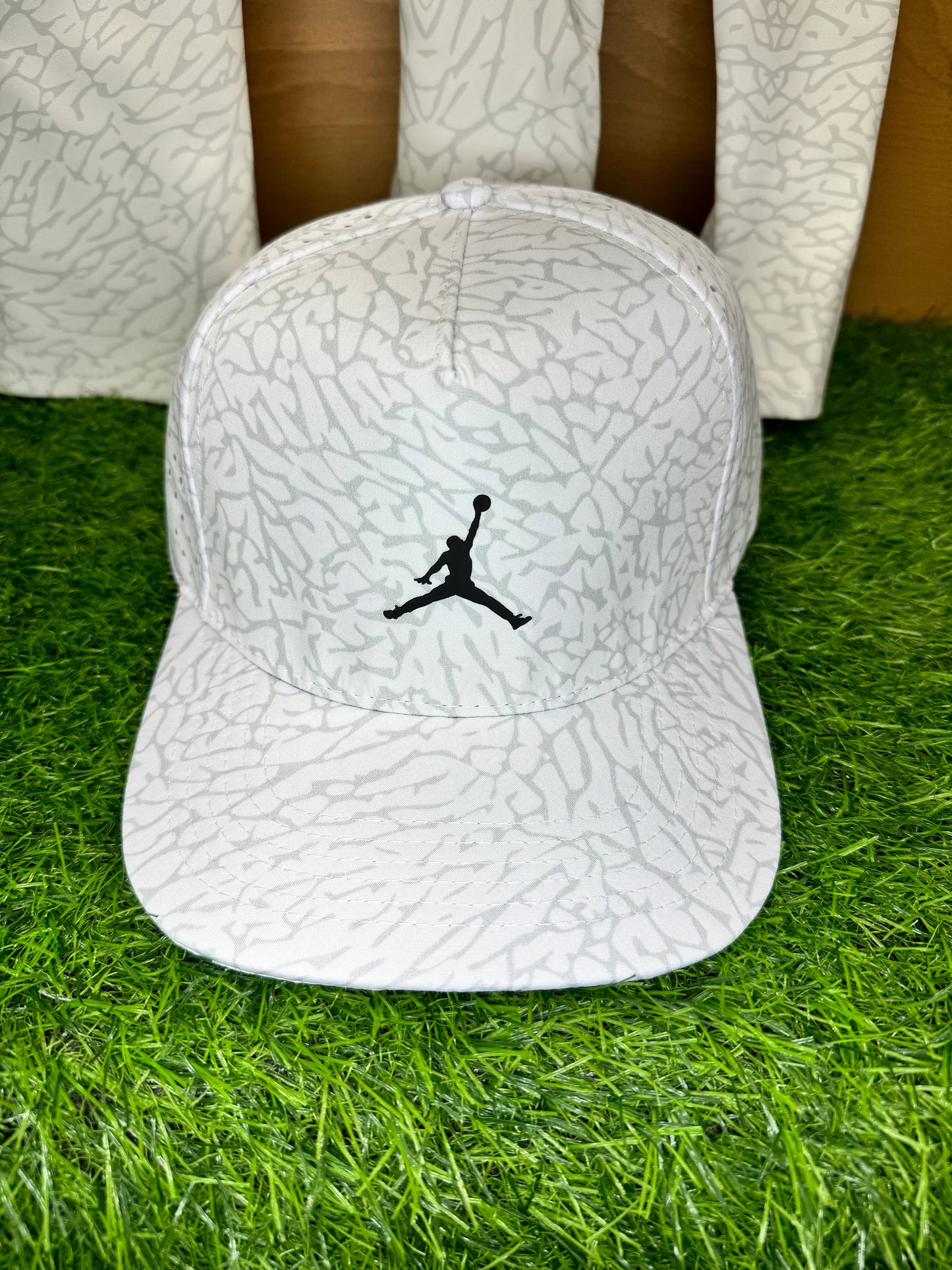 Air Jordan White/Grey Elephant Print Snap back by Flight Golf