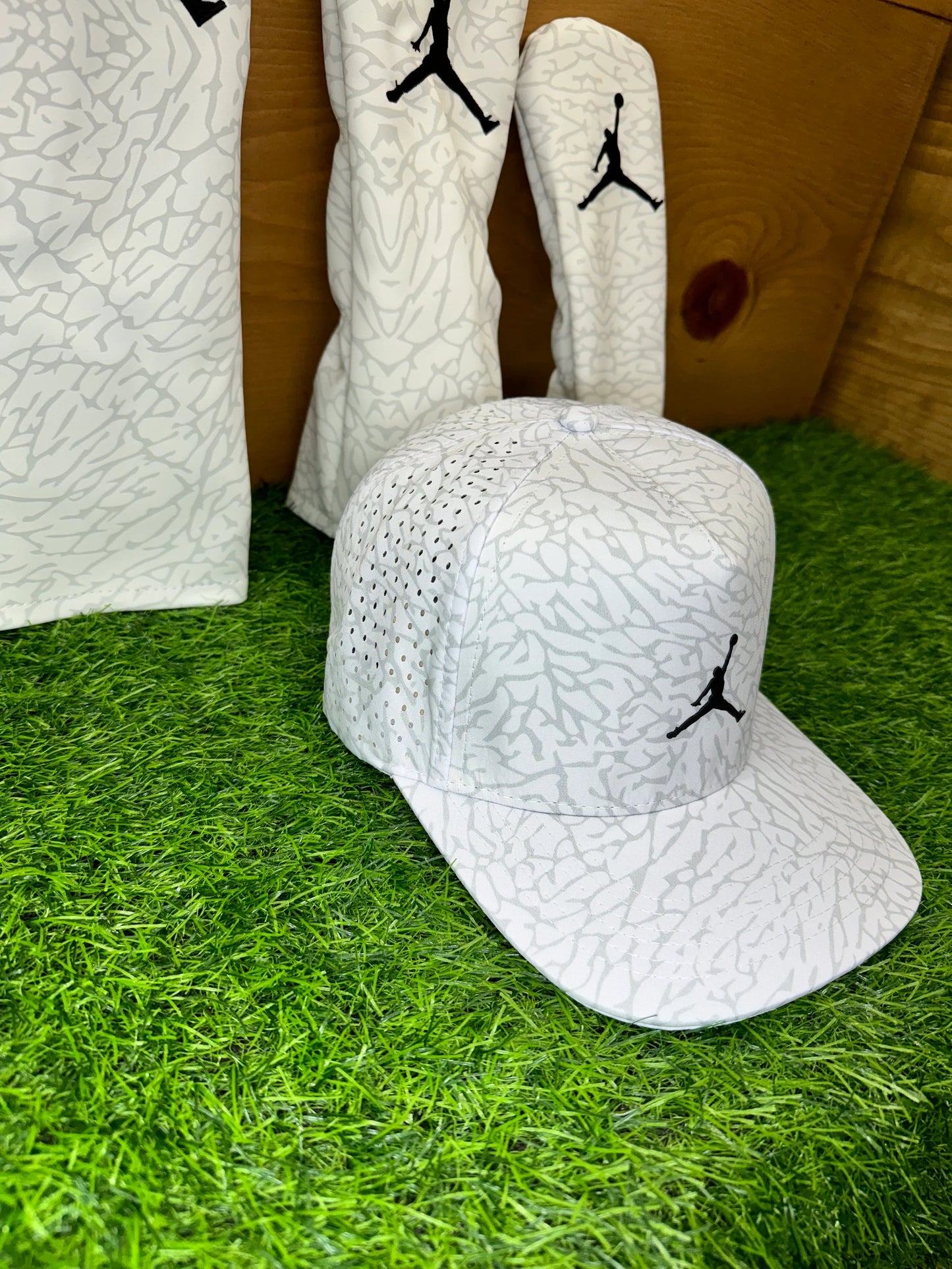 Air Jordan White/Grey Elephant Print Snap back by Flight Golf