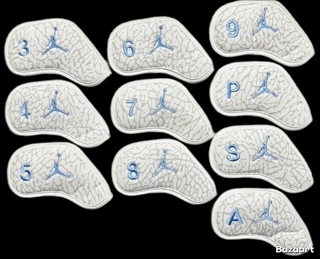 Jordan Elephant Print Magnetic Iron Head Covers Grey Elephant Print Unc Blue (SOLD INDIVIDUALLY)