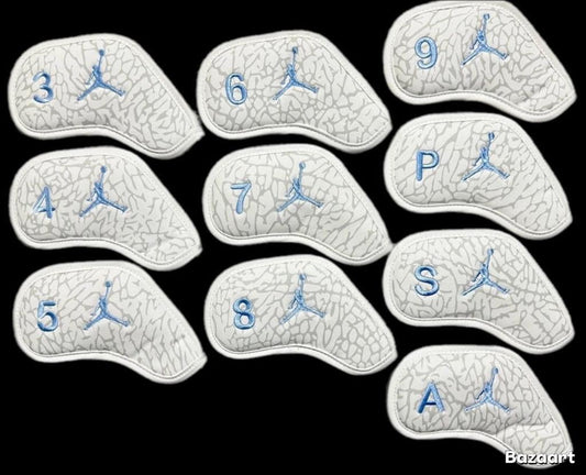 Jordan Elephant Print Magnetic Iron Head Covers Grey Elephant Print Unc Blue (SOLD INDIVIDUALLY)