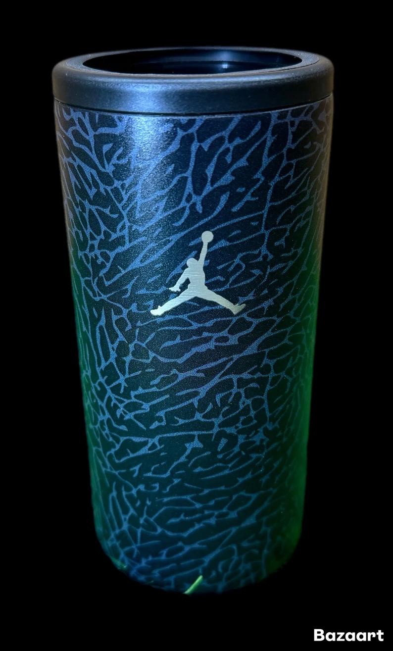 Air Jordan Elephant Print Slim Can Koozie Vacuum Sealed Double Wall 12oz (1)