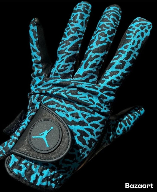 Jordan Golf Glove Black and Gamma Blue Elephant print Left Hand Only