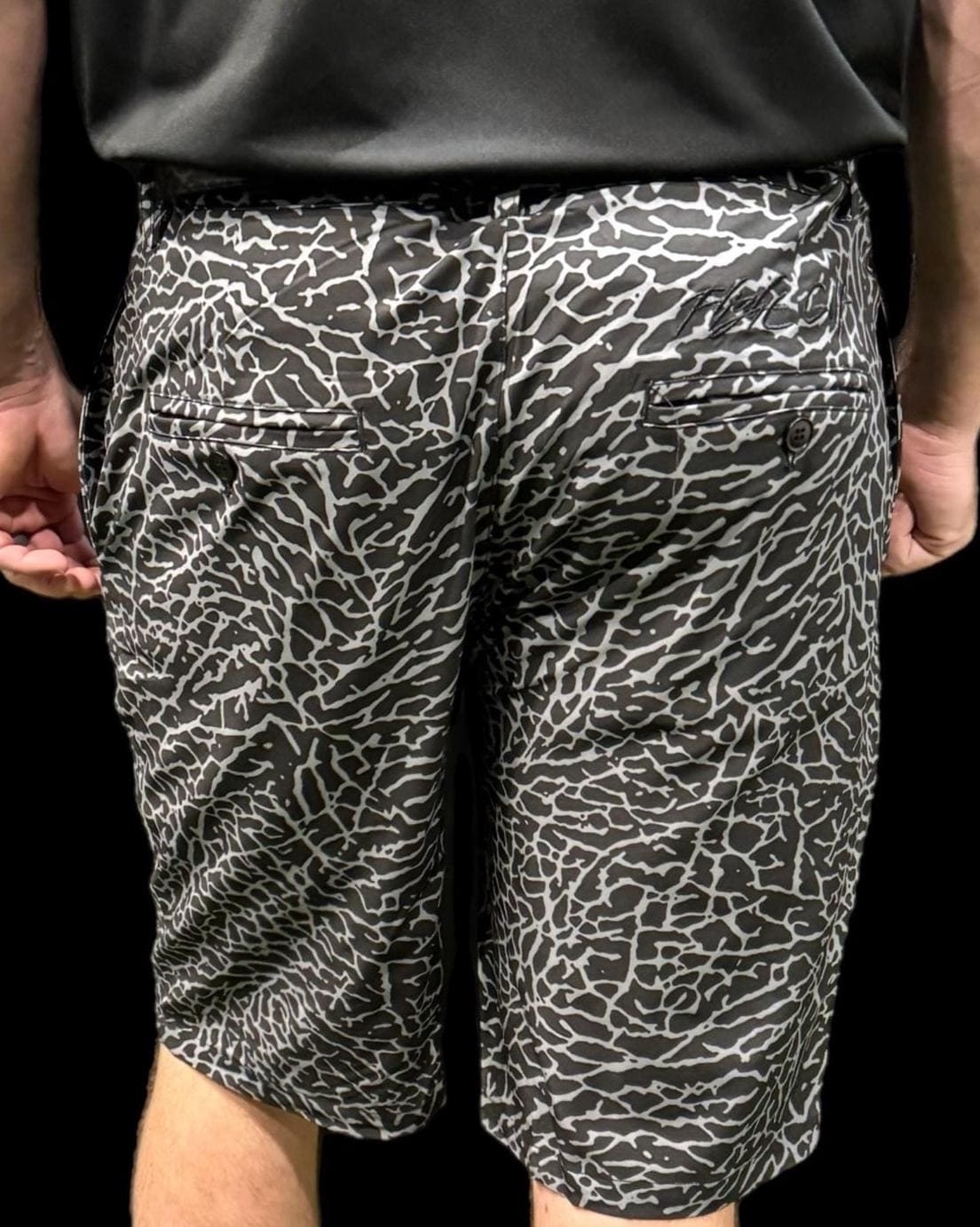 Air Jordan Black Elephant print golf shorts by Flight Golf (Run Big)