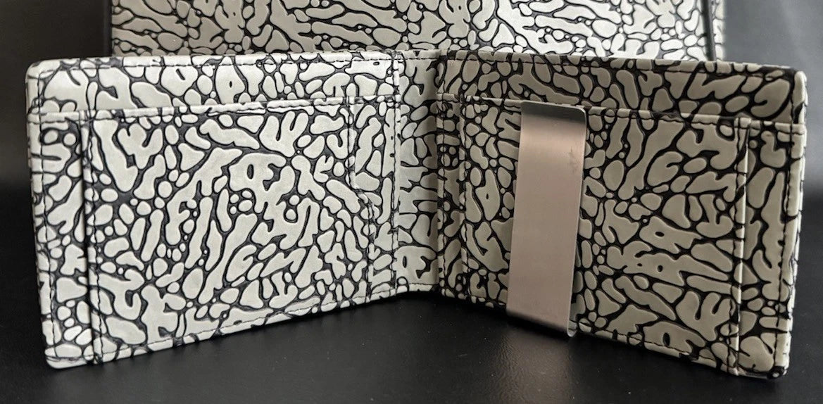 Air Jordan inspired Raised Elephant Print Leather Wallet