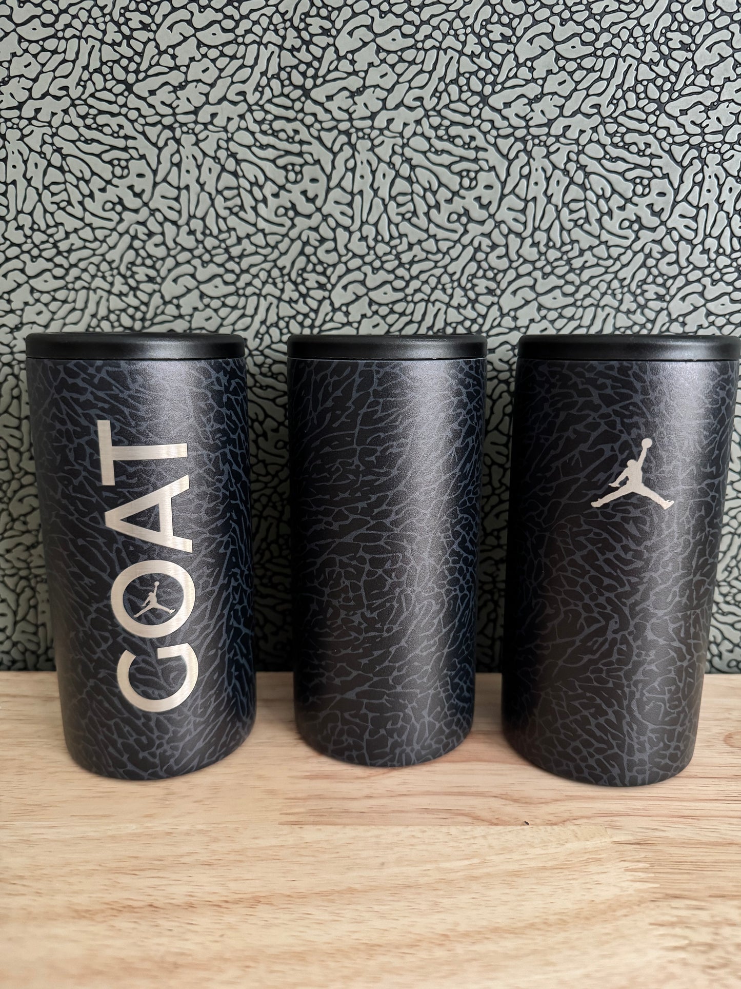 Air Jordan Elephant Print Slim Can Koozie Vacuum Sealed Double Wall 12oz (1)