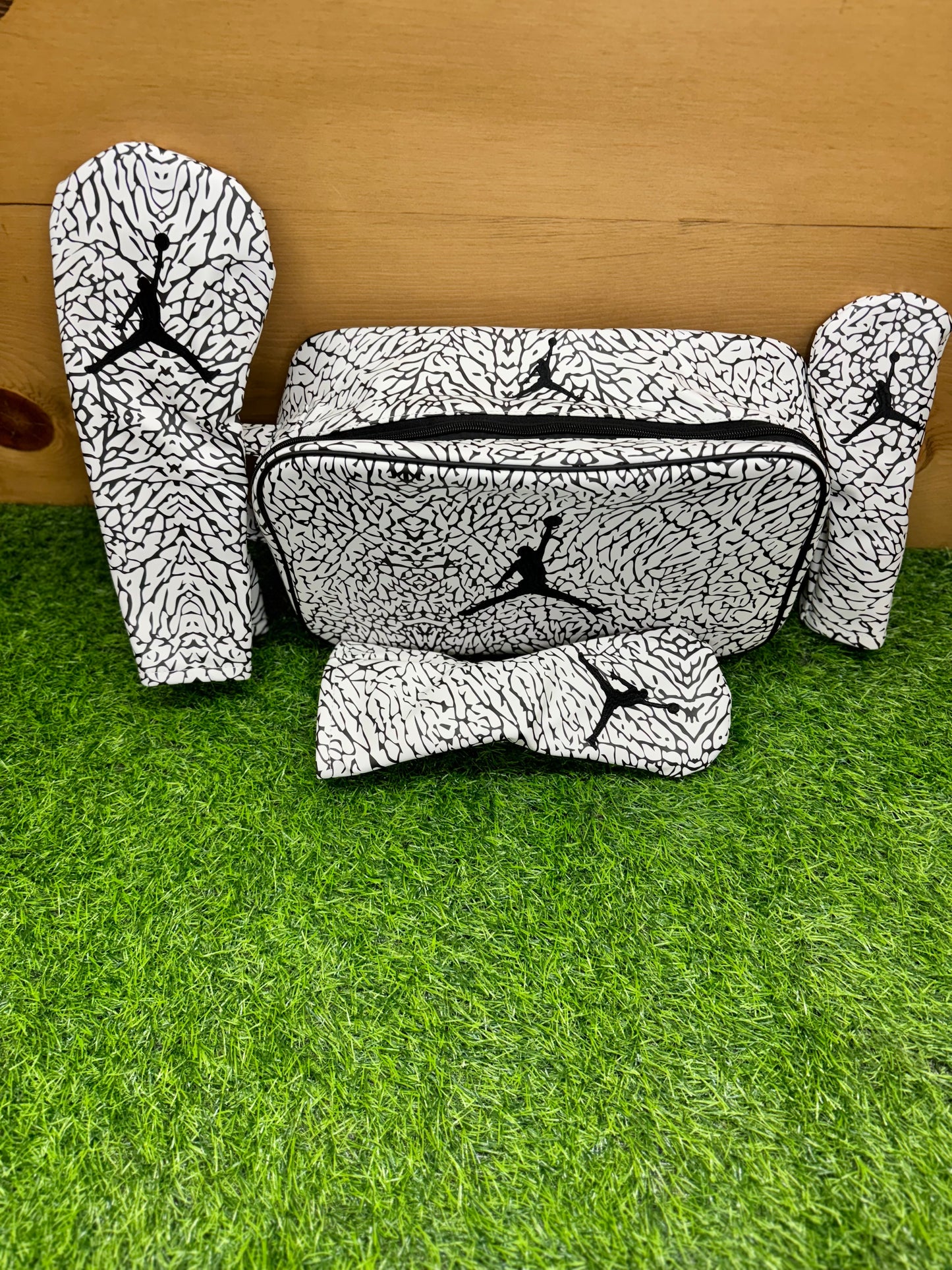 Air Jordan Golf Head Cover White/Black Elephant Print Upcycle