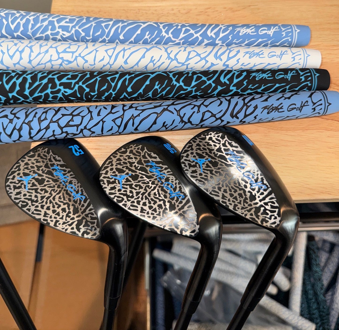 Elephant Print Wedges by Flight Golf Custom Made (Black & Grey)