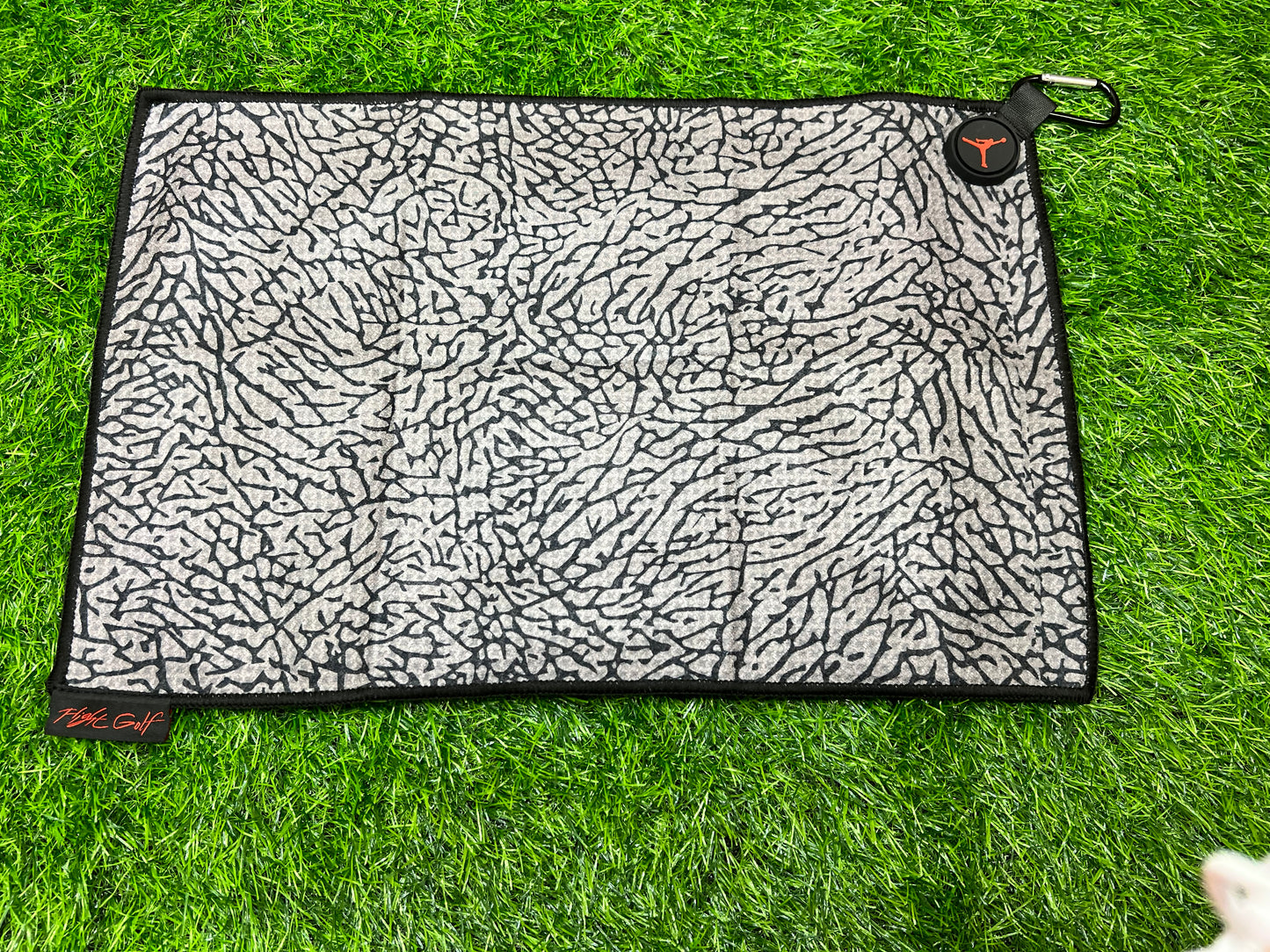 Jordan Elephant print magnetic golf towel 18 x 12 Cement Grey