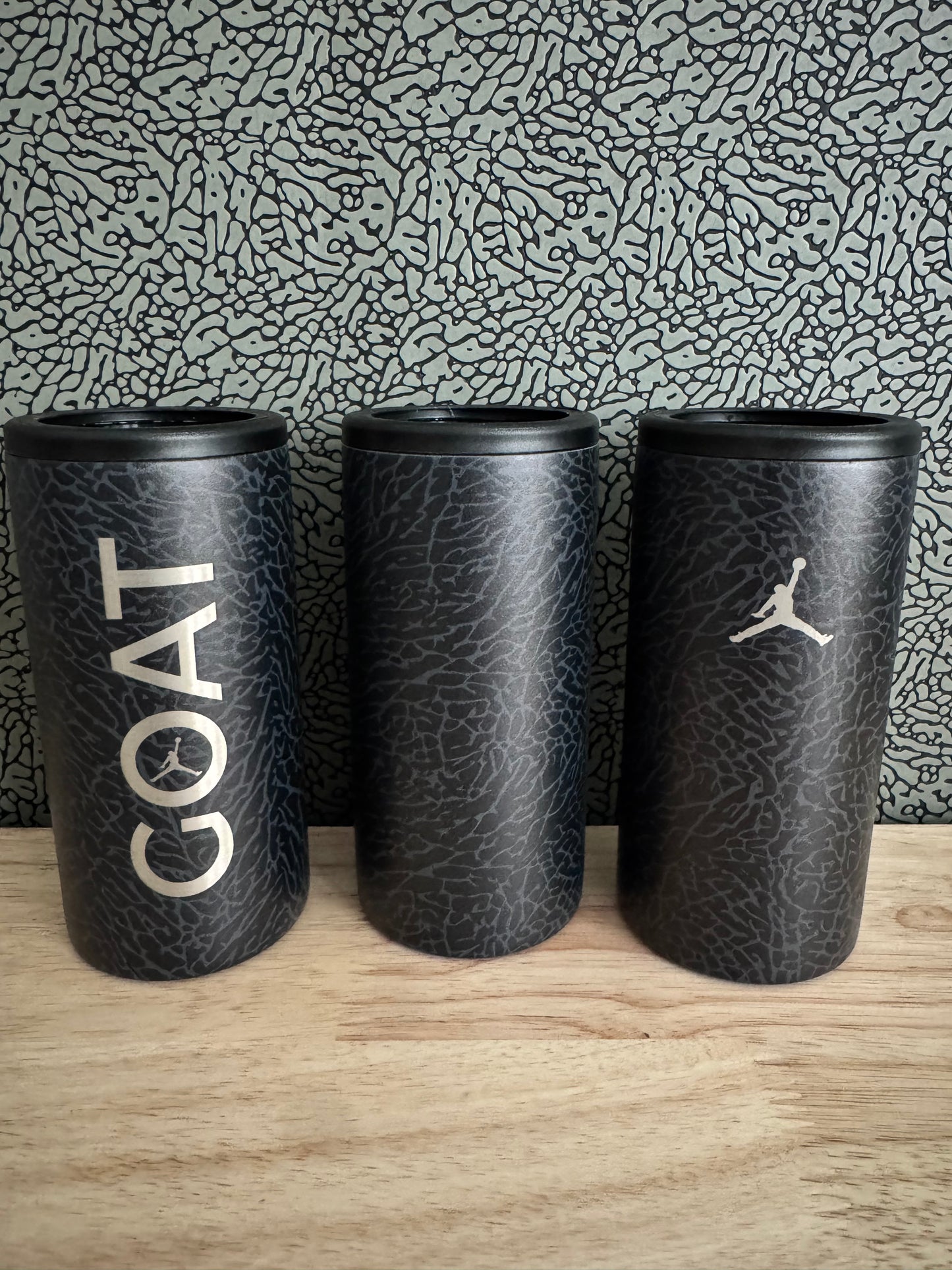 Air Jordan Elephant Print Slim Can Koozie Vacuum Sealed Double Wall 12oz (1)