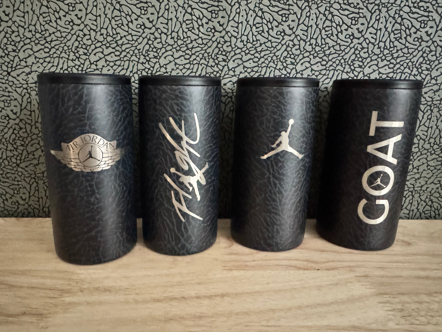 Air Jordan Elephant Print Slim Can Koozie Vacuum Sealed Double Wall 12oz (1)