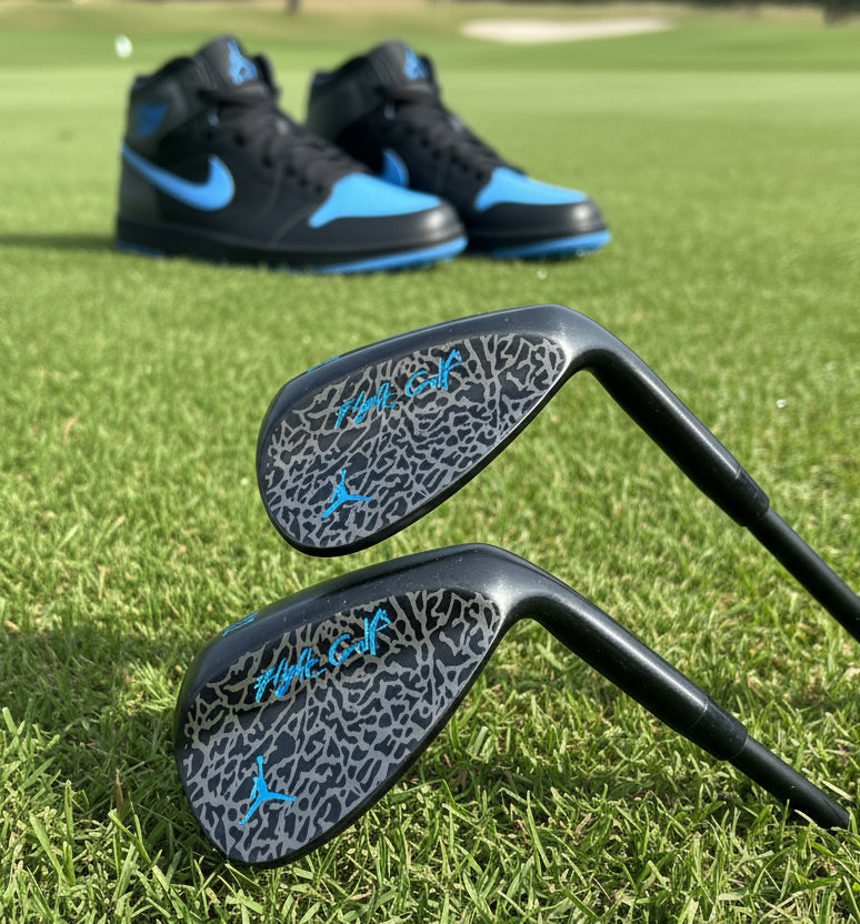 Elephant Print Wedges by Flight Golf Custom Made (Black & Grey)