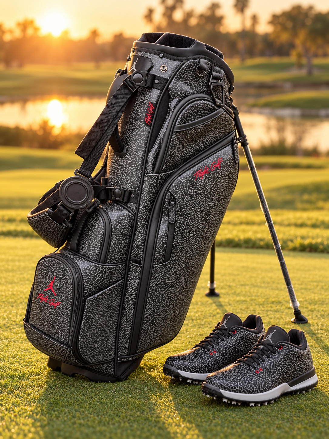 Air Jordan Elephant Print Stand Bag by Flight Golf (Vessel Style) Matching Head Covers