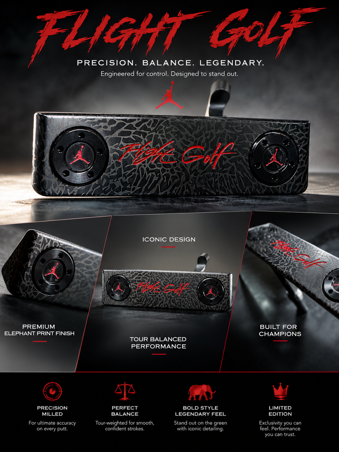 Air Jordan Elephant Print Blade Putter by Flight Golf