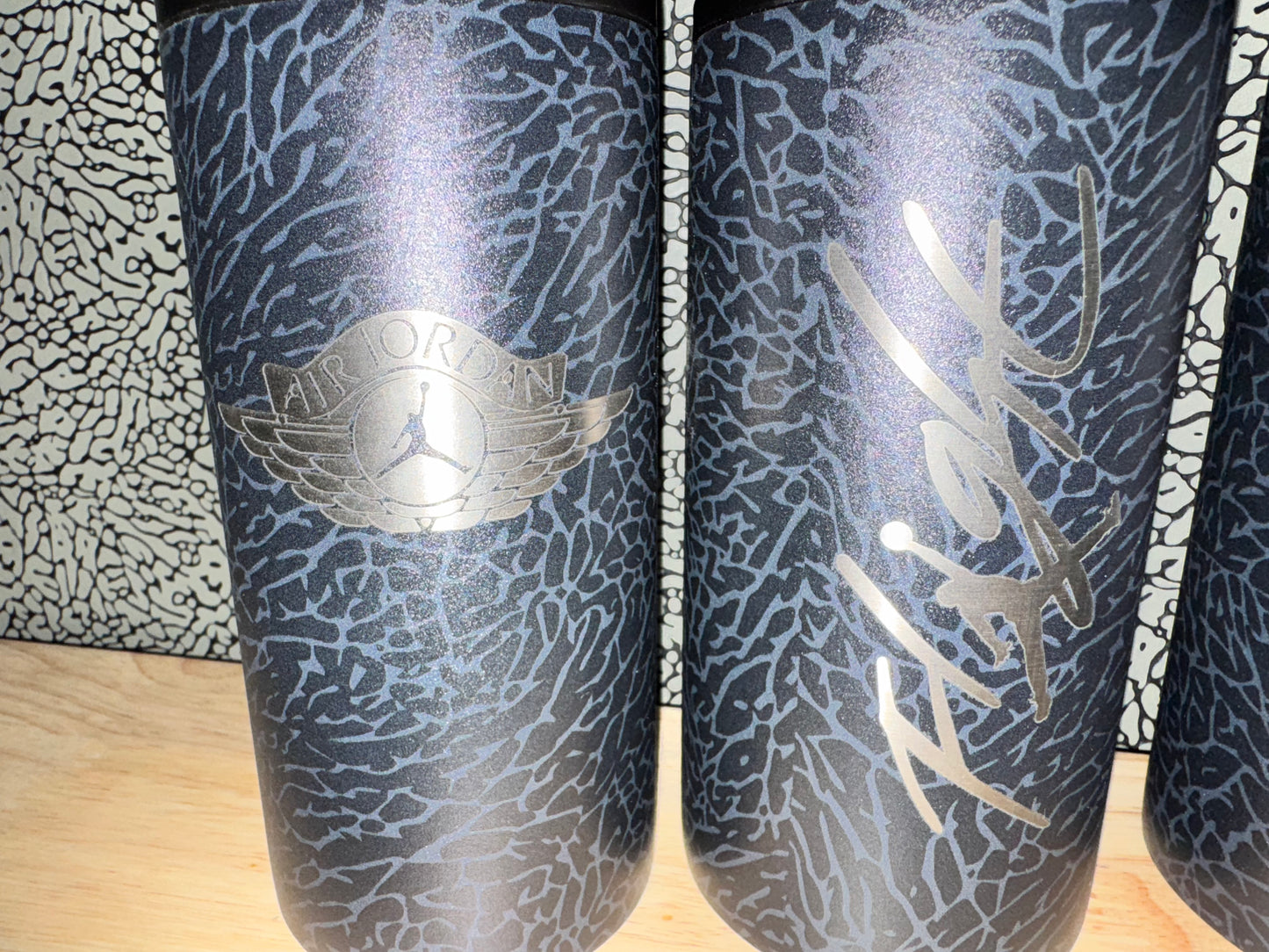 Air Jordan Elephant Print Slim Can Koozie Vacuum Sealed Double Wall 12oz (1)