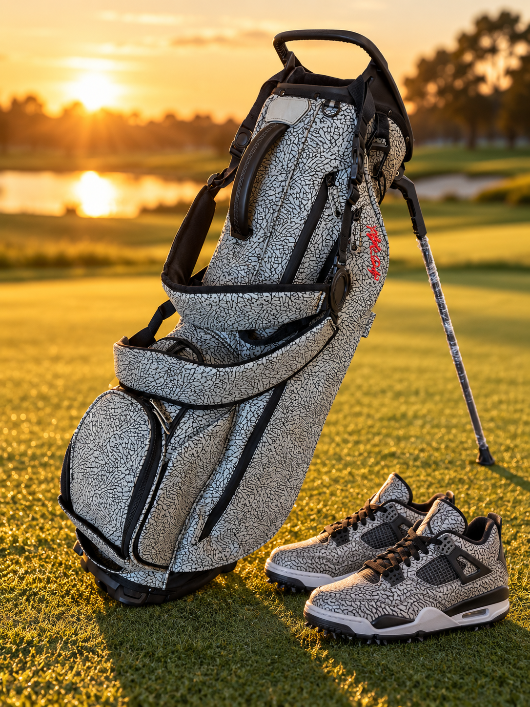 Air Jordan Elephant Print Stand Bag by Flight Golf (Vessel Style) Matching Head Covers