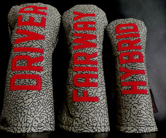 Air Jordan Golf Head Cover Cement Grey Raised Elephant Print Swag