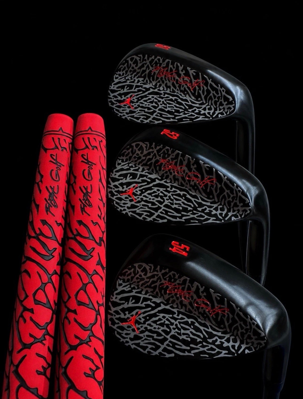 Elephant Print Wedges by Flight Golf Custom Made (Black and Cement Grey)