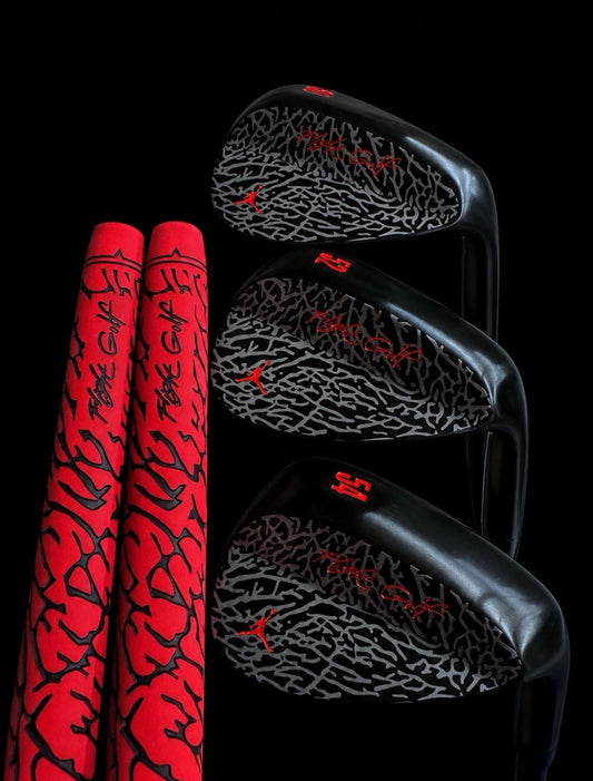 Elephant Print Wedges by Flight Golf Custom Made (Black and Cement Grey)