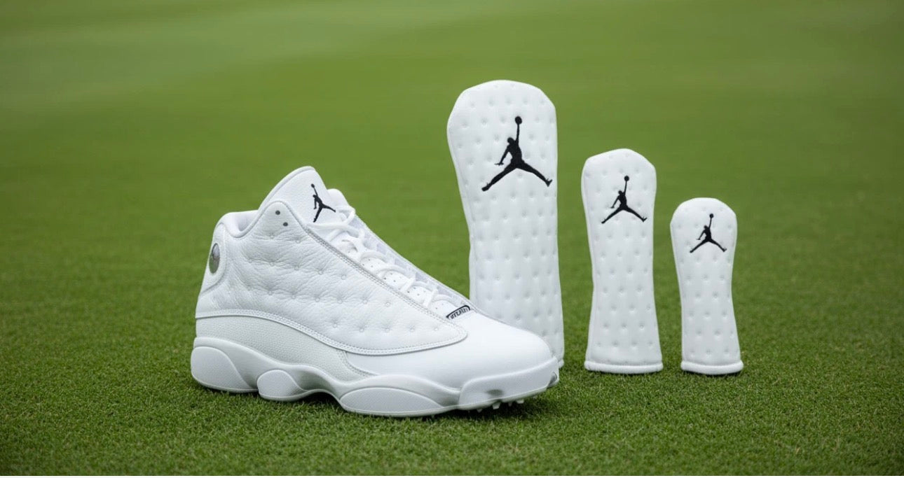 Jordan Leather Head Covers AJ13’s White and Black