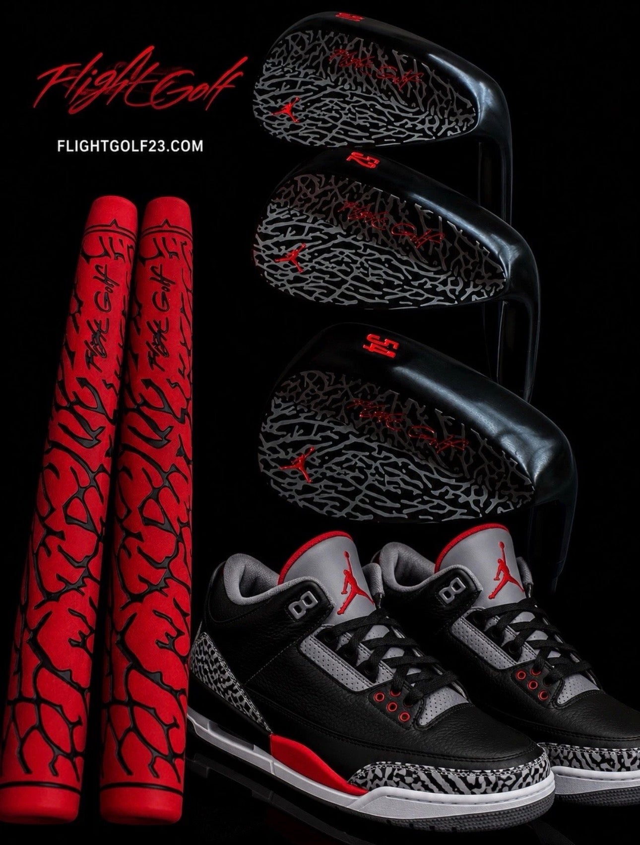 Elephant Print Wedges by Flight Golf Custom Made (Black and Cement Grey)
