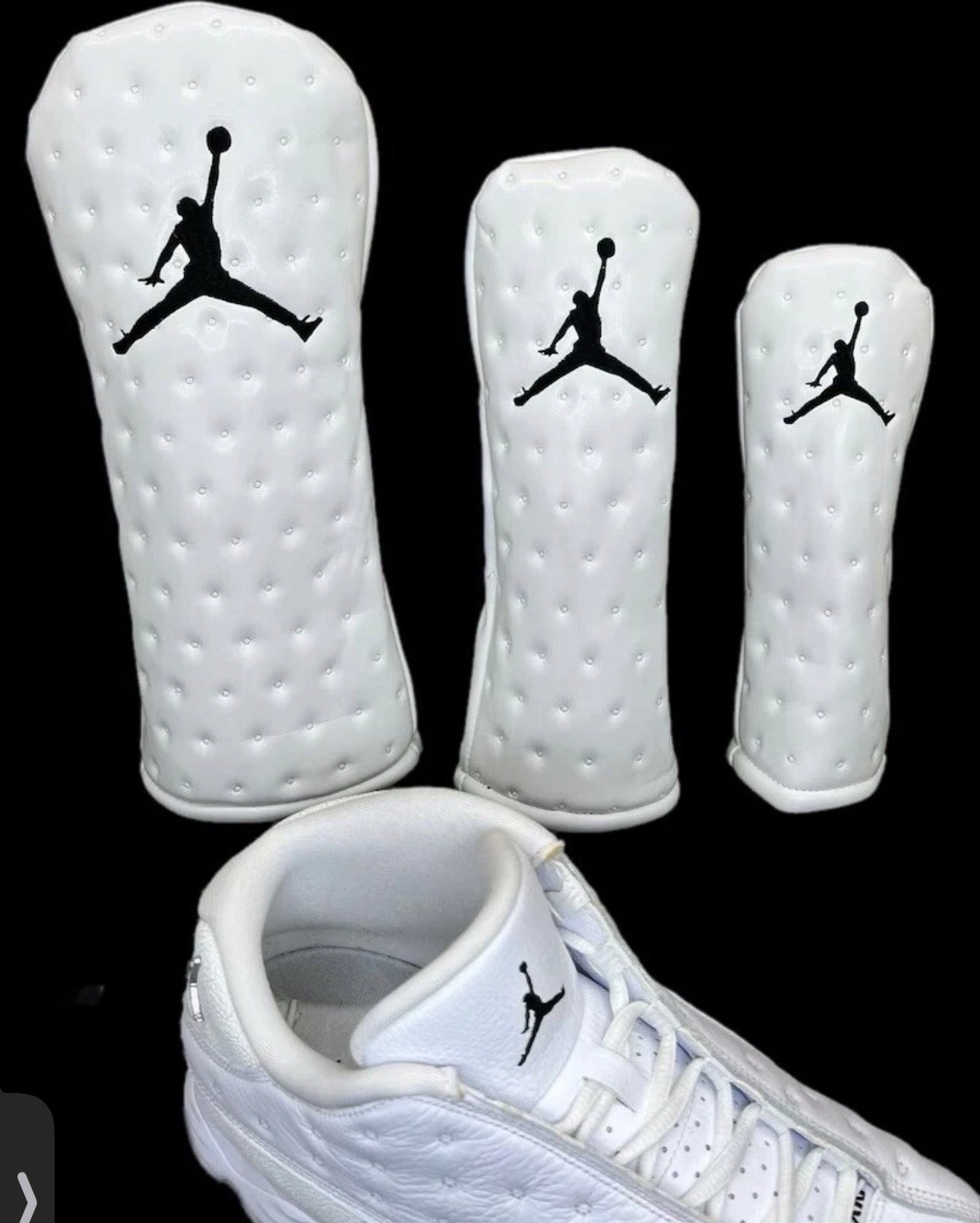 Jordan Leather Head Covers AJ13’s White and Black