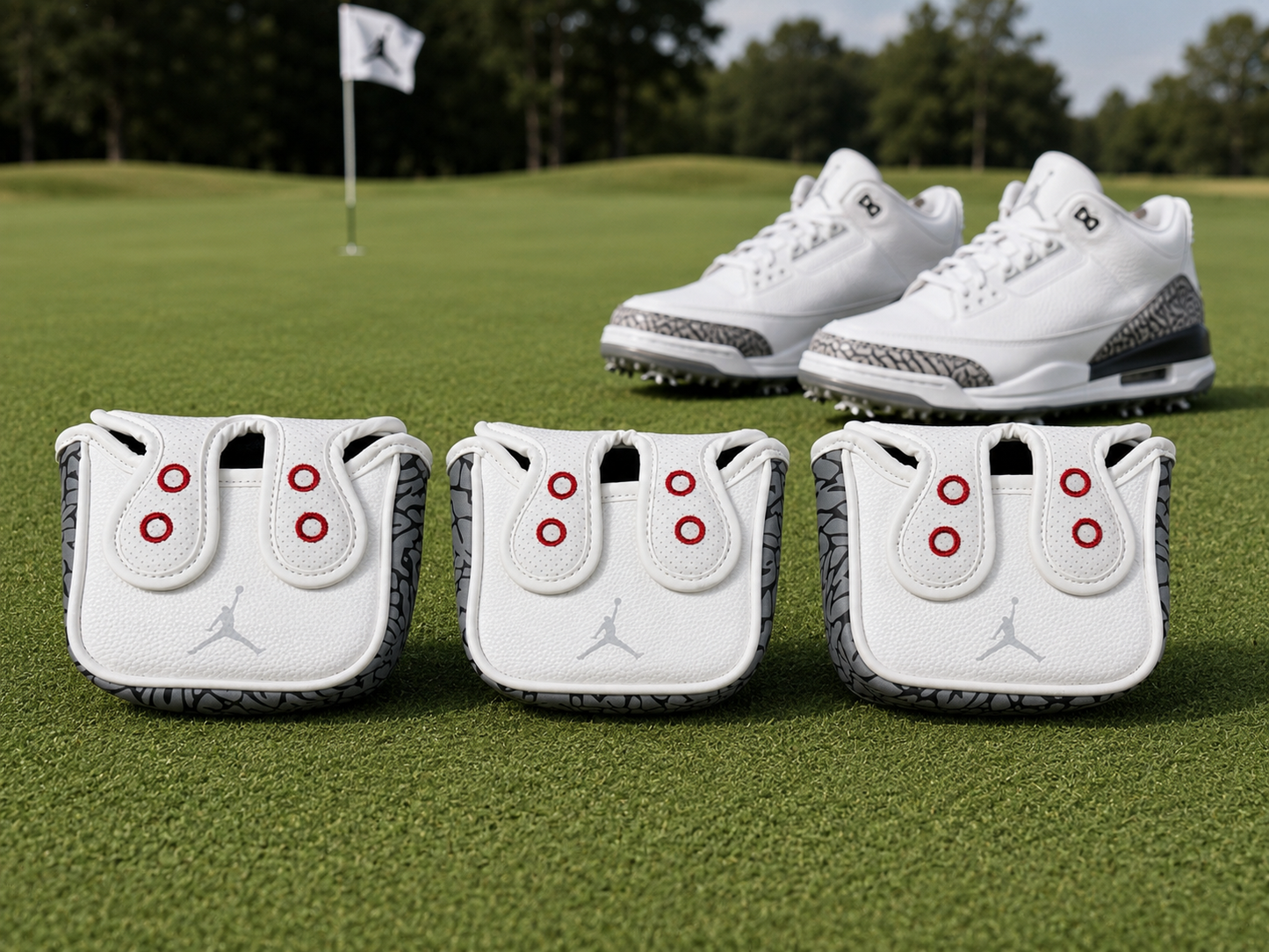 Air Jordan III Center Shaft Mallet Magnetic Putter Cover WHITE