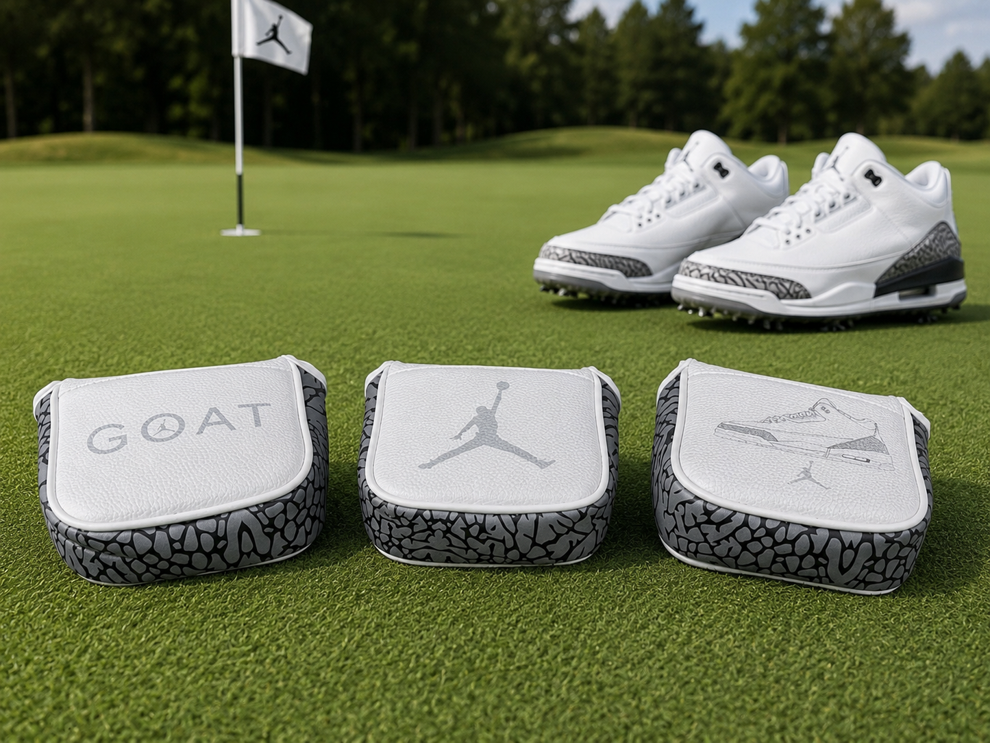 Air Jordan III Center Shaft Mallet Magnetic Putter Cover WHITE