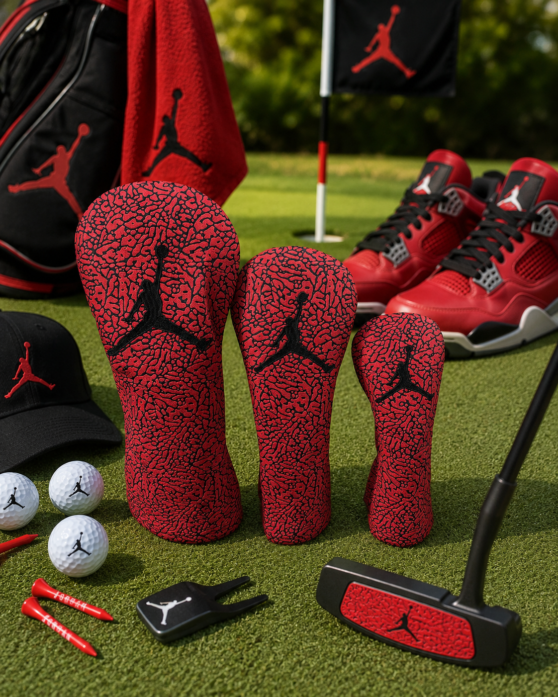 Air Jordan Golf Head Cover Textured Elephant Print Blood Red