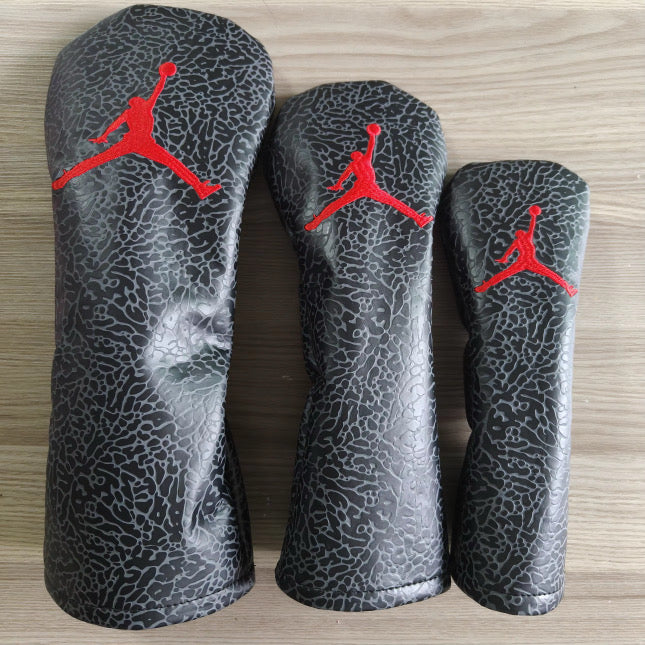 Air Jordan Golf Head Cover Textured Elephant Print Black and Grey Upcycled