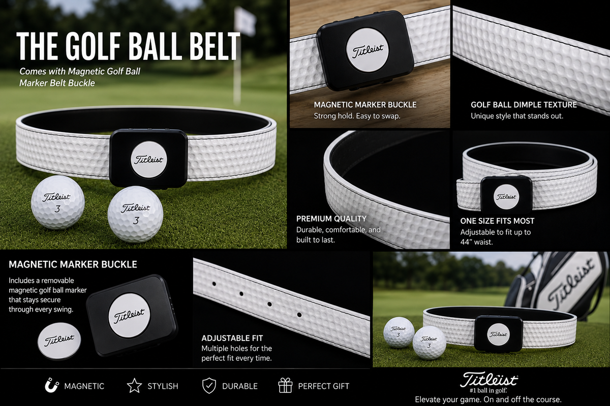 Golf Ball Dimple Belt with Titleist Ball Marker (Fully Adjustable)