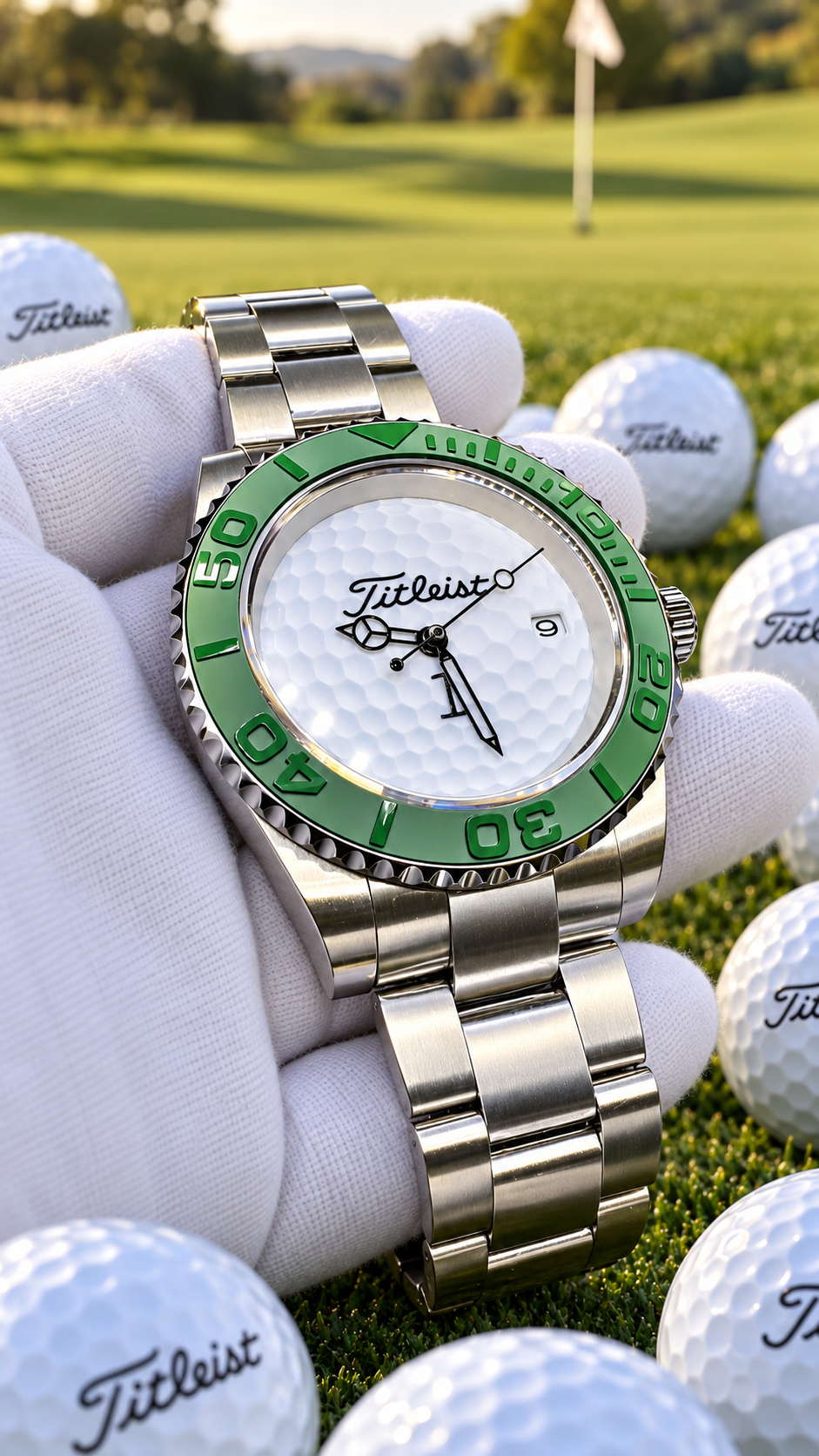 Titleist Golf Ball Watch (Rolex style) oyster and rubber strap