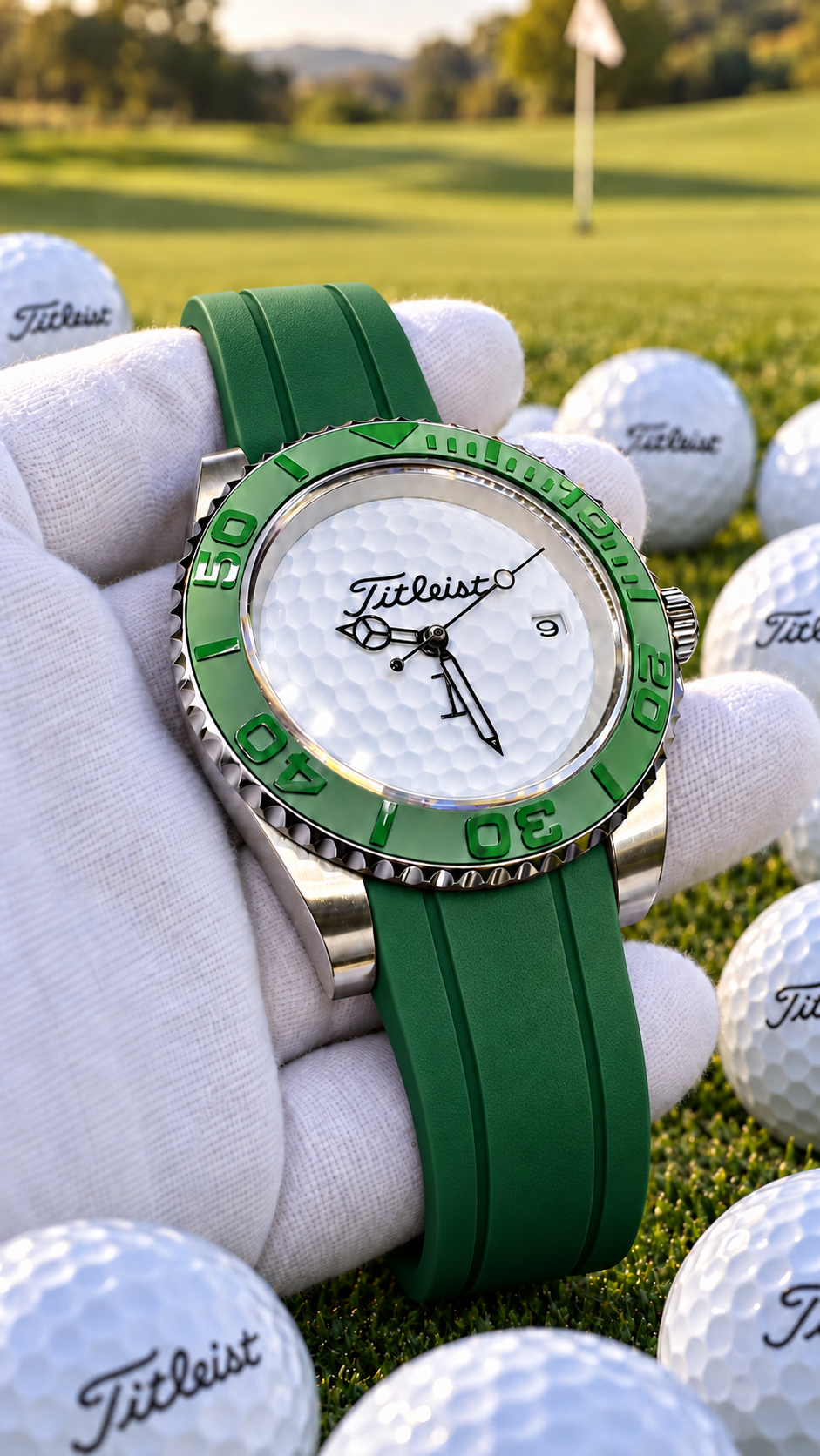 Titleist Golf Ball Watch (Rolex style) oyster and rubber strap