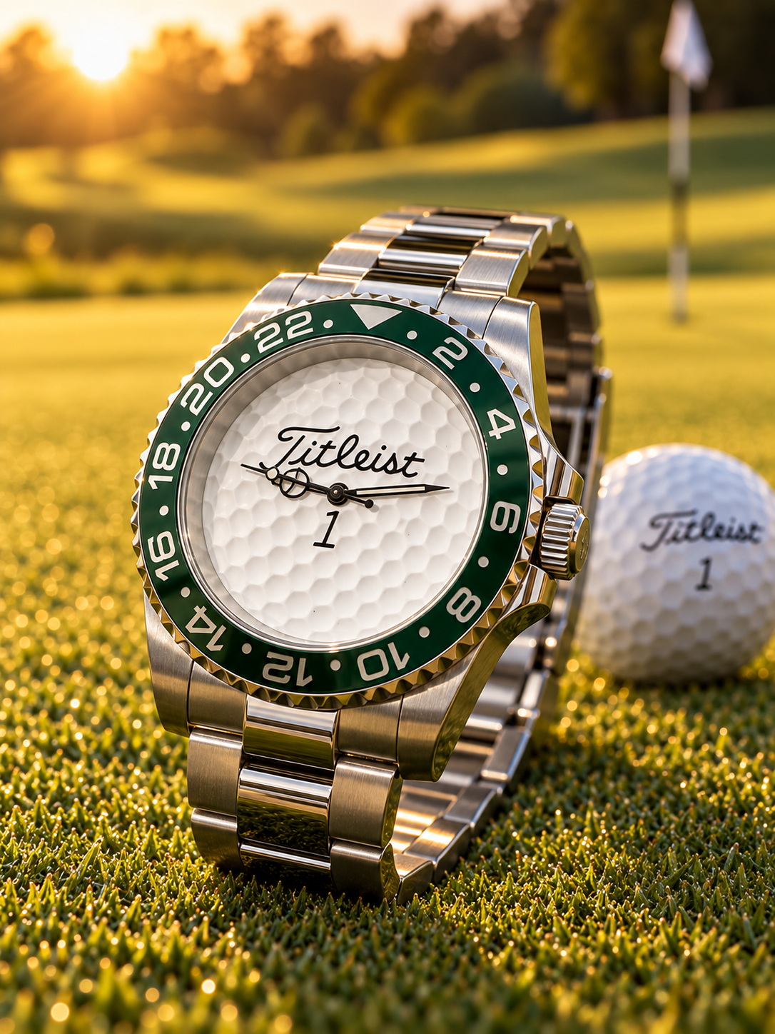 Titleist Golf Ball Watch (Rolex style) oyster and rubber strap