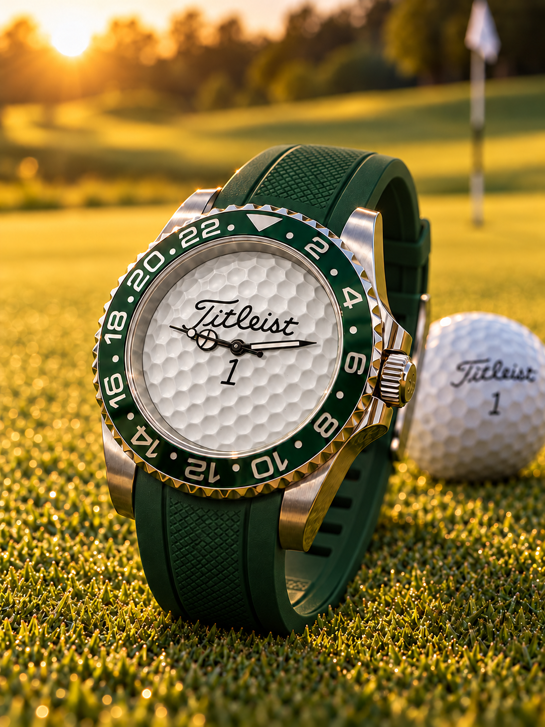 Titleist Golf Ball Watch (Rolex style) oyster and rubber strap