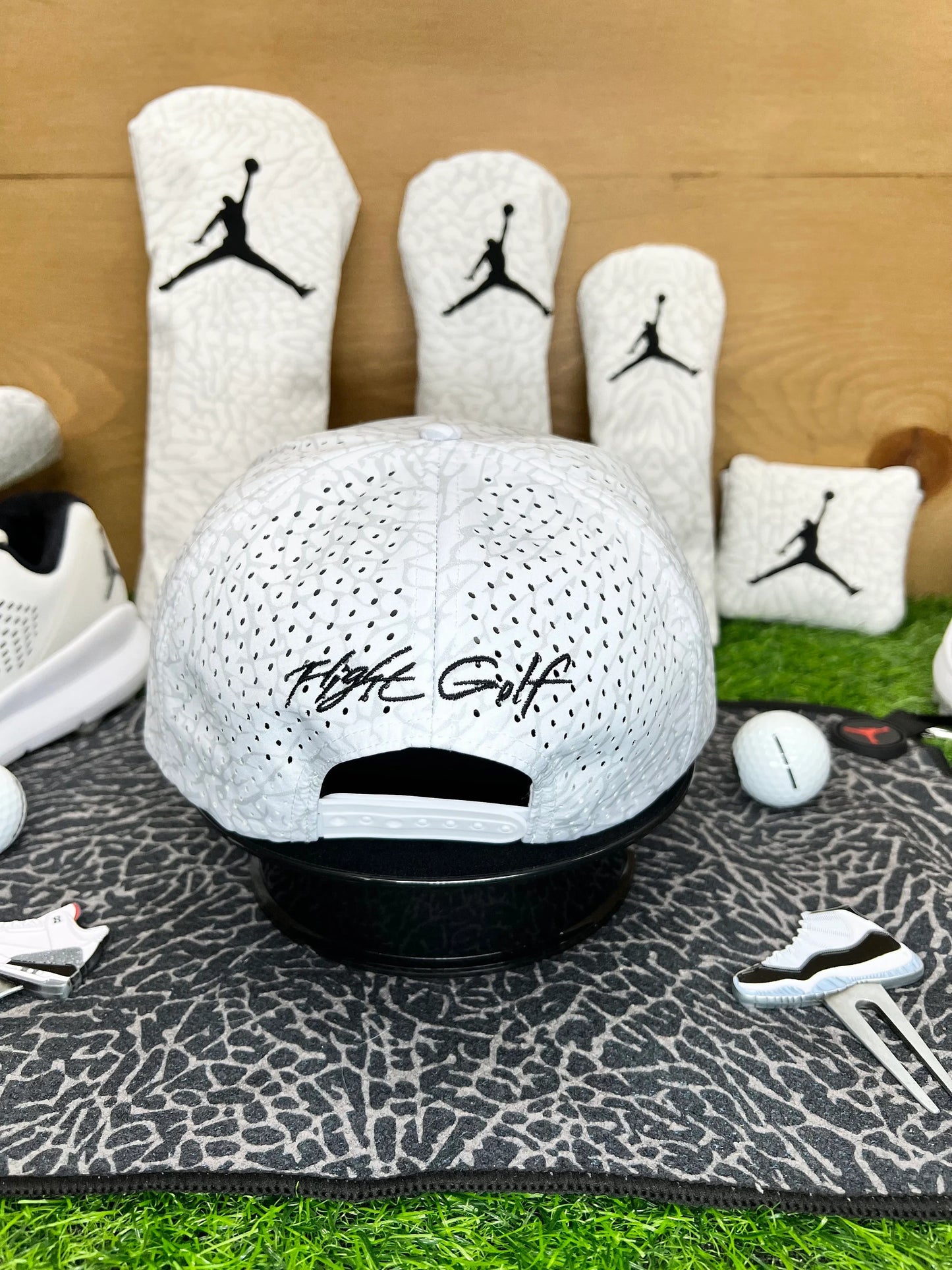 Air Jordan White/Grey Elephant Print Snap back by Flight Golf