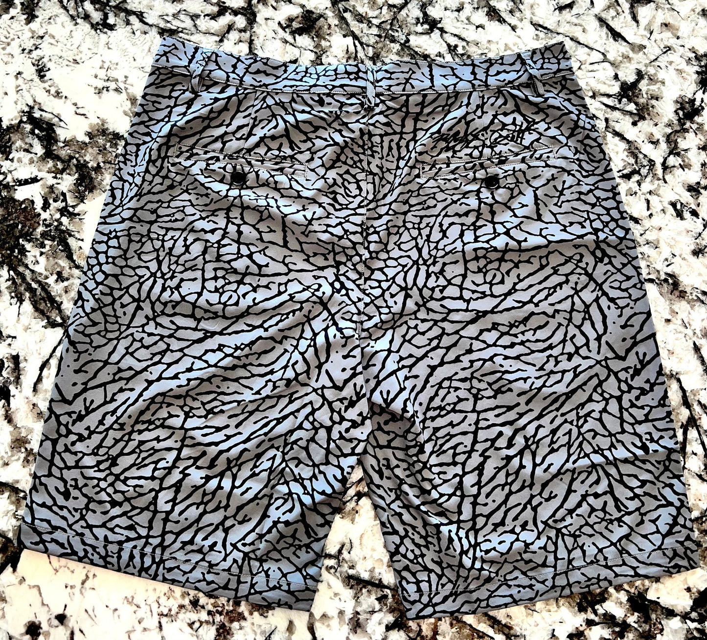Air Jordan Grey Elephant print golf shorts by Flight Golf