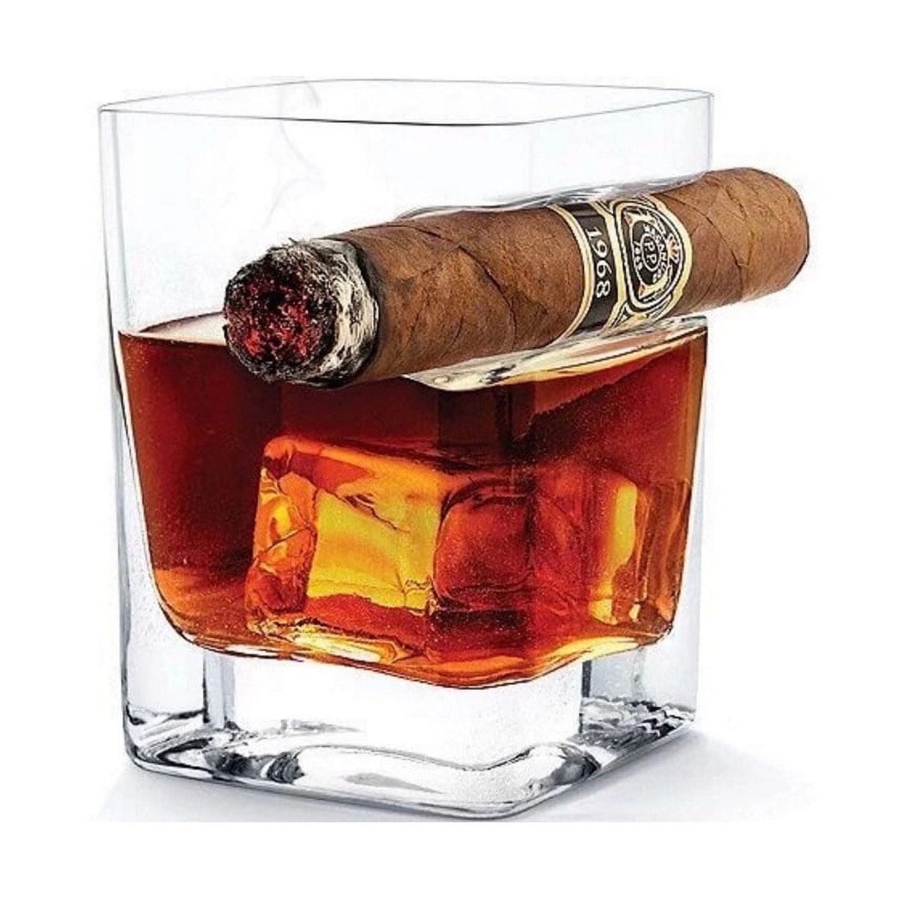 Cigar Holding Whiskey Glass