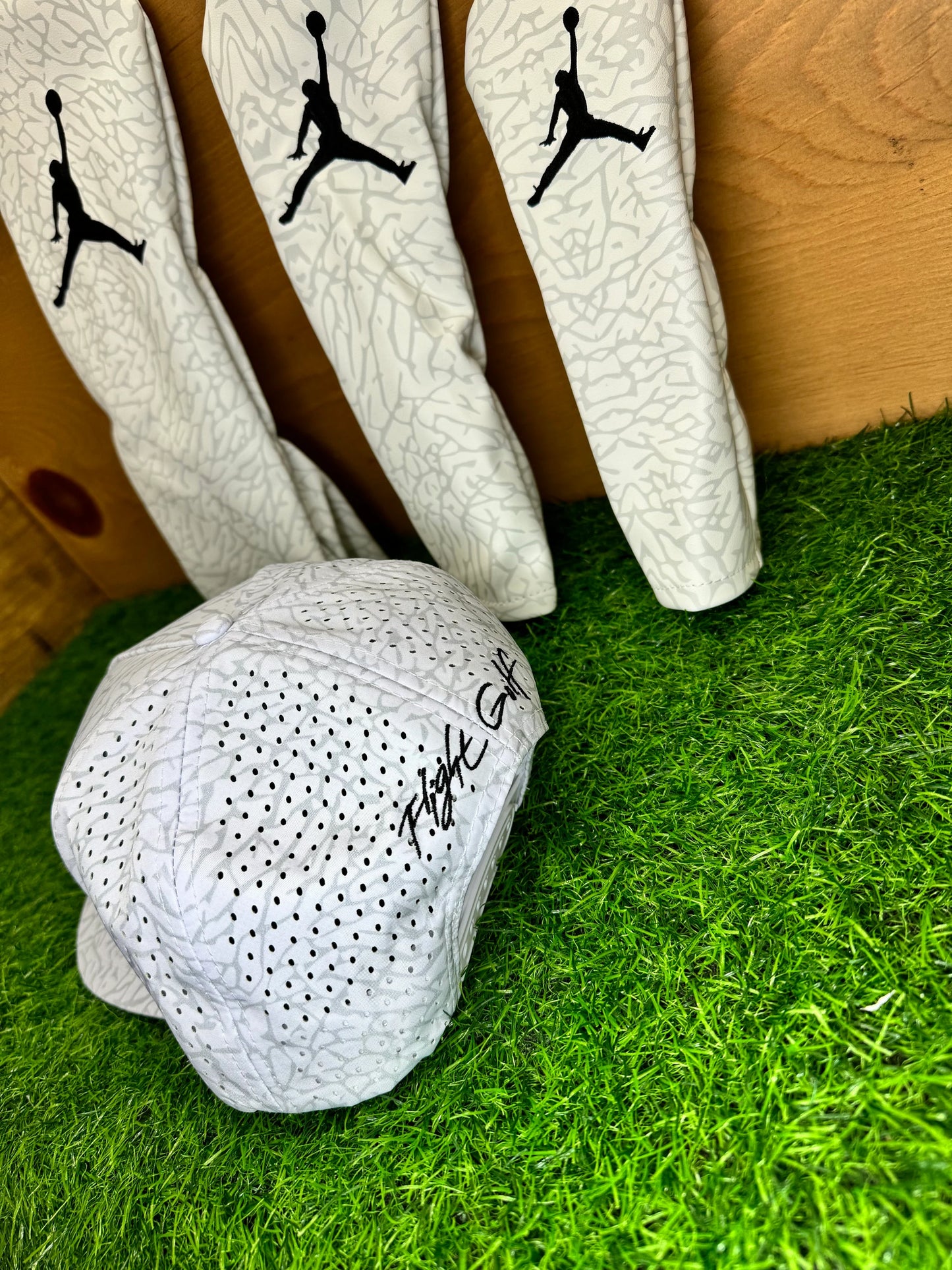 Air Jordan White/Grey Elephant Print Snap back by Flight Golf