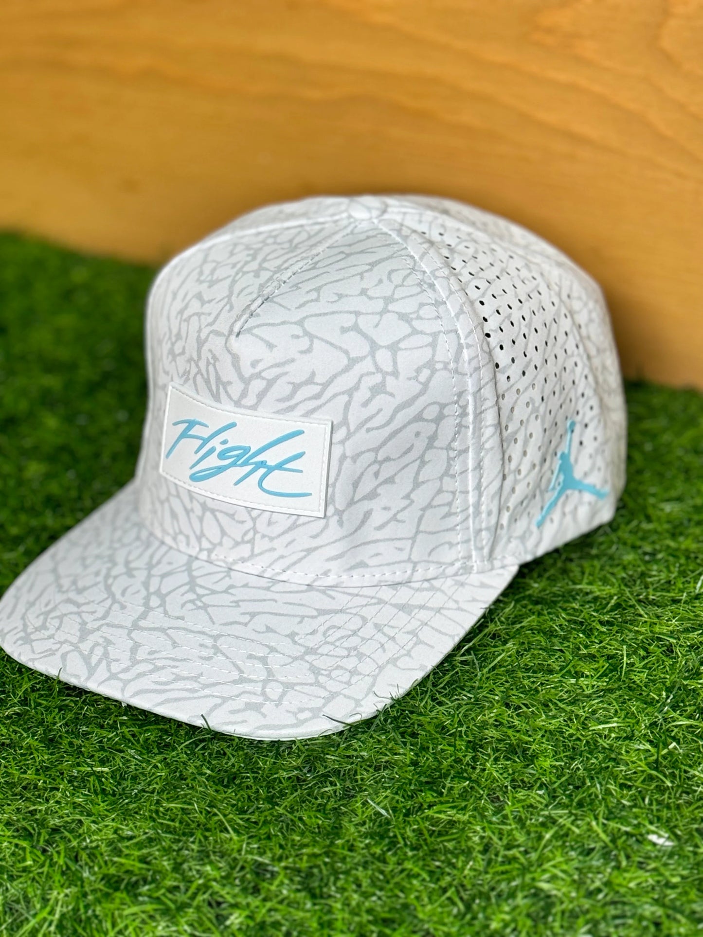Air Jordan White/Grey Unc Blue Elephant Print Snap back by Flight Golf